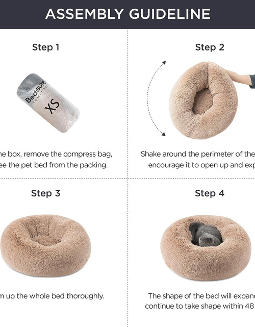 Load image into Gallery viewer, Calming Dog Beds for Small Medium Large Dogs - round Donut Washable Dog Bed, Anti-Slip Faux Fur Fluffy Donut Cuddler Anxiety Cat Bed, Fits up to 15-100 Lbs
