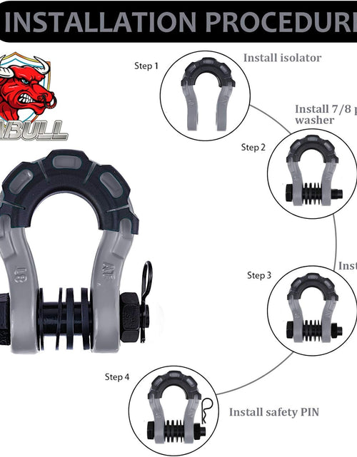 Load image into Gallery viewer, Shackles Upgrade 3/4&quot; D Ring Shackle (2 Pack) 70,000 Lbs Break Strength with 7/8&quot; Pin, Isolator and Washer Kits for Use with Tow Strap, Winch, Off-Road Truck Vehicle Recovery, Grey
