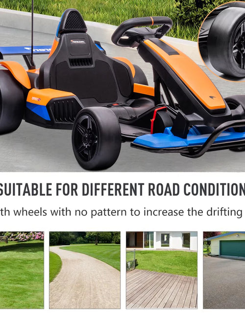 Load image into Gallery viewer, Licensed Mclaren Kids Go Kart, 24V Battery Powered Ride on Car Toy with Bluetooth Function, Safety Belt, LED Lights, Two-Mode Electric Go Cart, Drift Racer Car for Boys Girls
