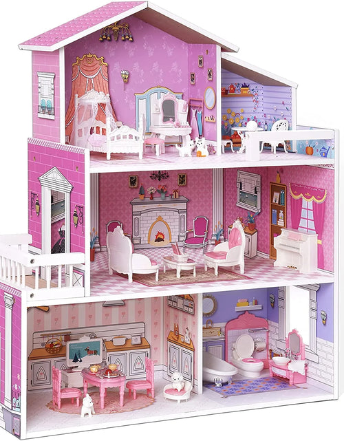 Load image into Gallery viewer, Victoria Wooden Dollhouse for Kids Furniture Preschool Dollhouse House Toy for Toddlers Girls
