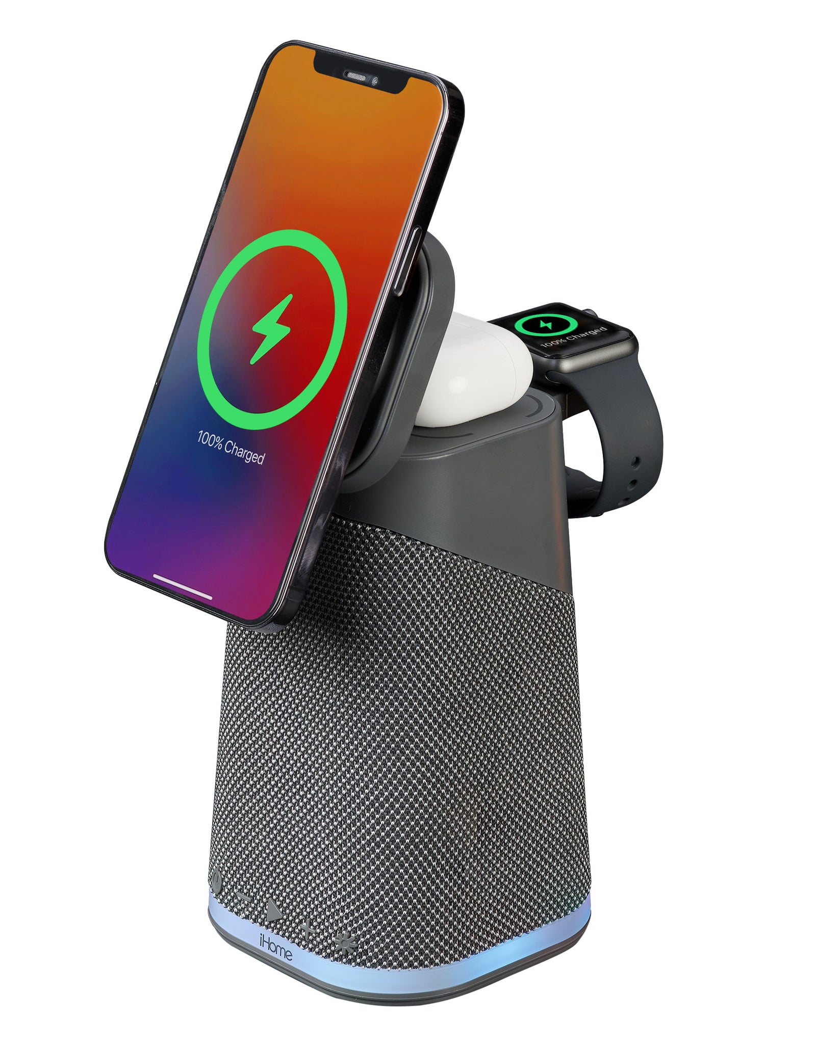 IBT70 Triple Wireless Charging Stand with Bluetooth Speaker