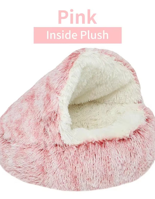 Load image into Gallery viewer, Winter Plush Pet Cat Bed round Cat Cushion Cat House 2 in 1 Warm Cats Basket Pet Sleep Bag Kitten Nest Kennel for Small Dog Cats
