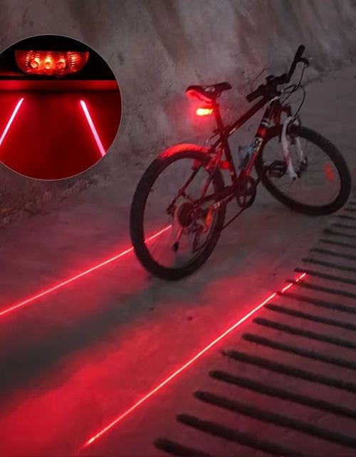 Load image into Gallery viewer, Bicycle Bike LED Lights 2 Lasers 5 LED Waterproof Cycling Taillight Safety Warning Taillight MTB Bike Rear Tail Lights
