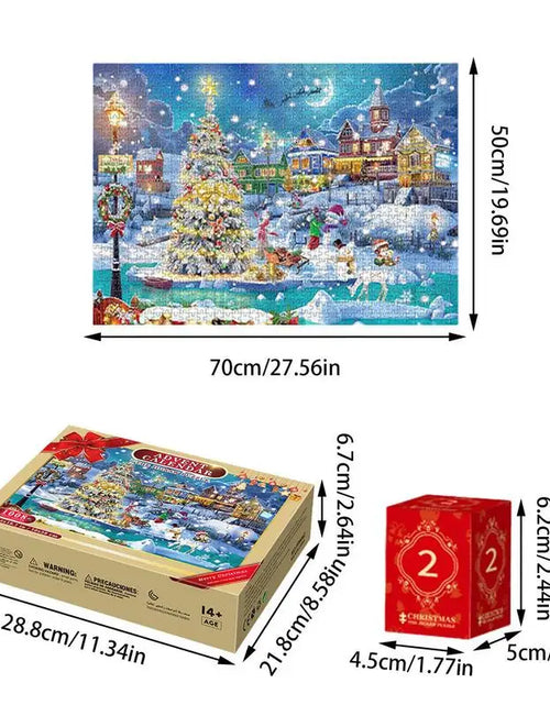 Load image into Gallery viewer, Christmas Puzzle Advent Calendar 24 Days Countdown to Christmas 1008 Pieces Jigsaw Puzzles Blind Gift Box Best Stocking Stuffer
