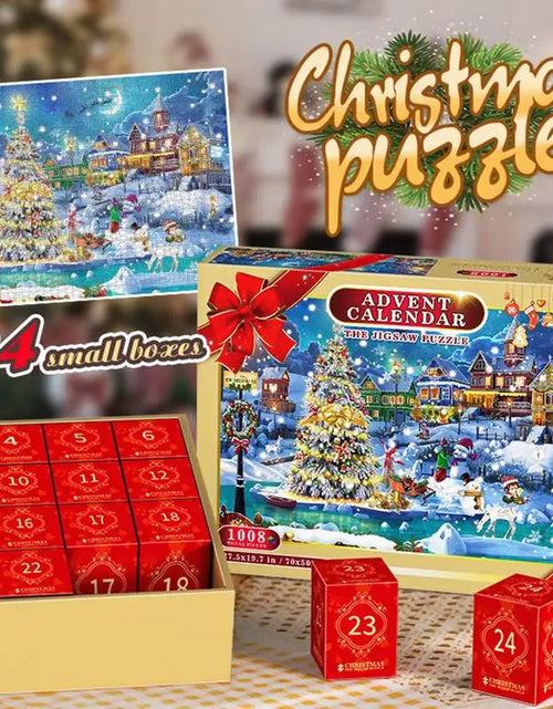 Load image into Gallery viewer, Christmas Puzzle Advent Calendar 24 Days Countdown to Christmas 1008 Pieces Jigsaw Puzzles Blind Gift Box Best Stocking Stuffer
