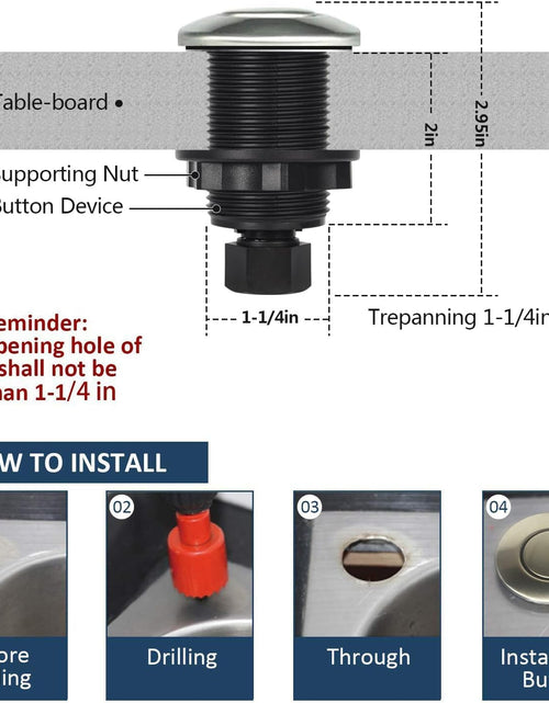 Load image into Gallery viewer, Garbage Disposal Air Switch Kit Sink Top Waste Disposal Stainless Steel Brushed Nickel On/Off Air Button Food and Waste Disposals Part by
