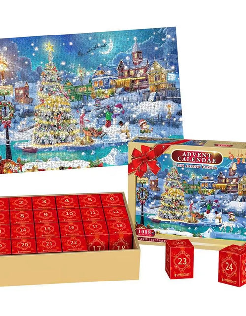 Load image into Gallery viewer, Christmas Puzzle Advent Calendar 24 Days Countdown to Christmas 1008 Pieces Jigsaw Puzzles Blind Gift Box Best Stocking Stuffer
