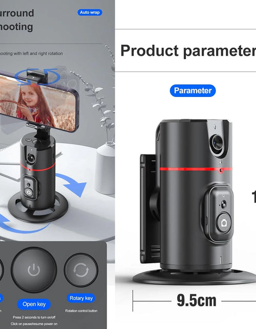 Load image into Gallery viewer, Auto Face Tracking Phone Holder Tripod, No App Required, 360° Rotation Smart Face Body Tracking Tripod Selfie Phone Camera Stand for TIK Tok, Vlog, Live Streaming, Youtube Video
